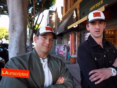 DILFs of Larchmont filming at Tacos Tu Madre for KTLA segment